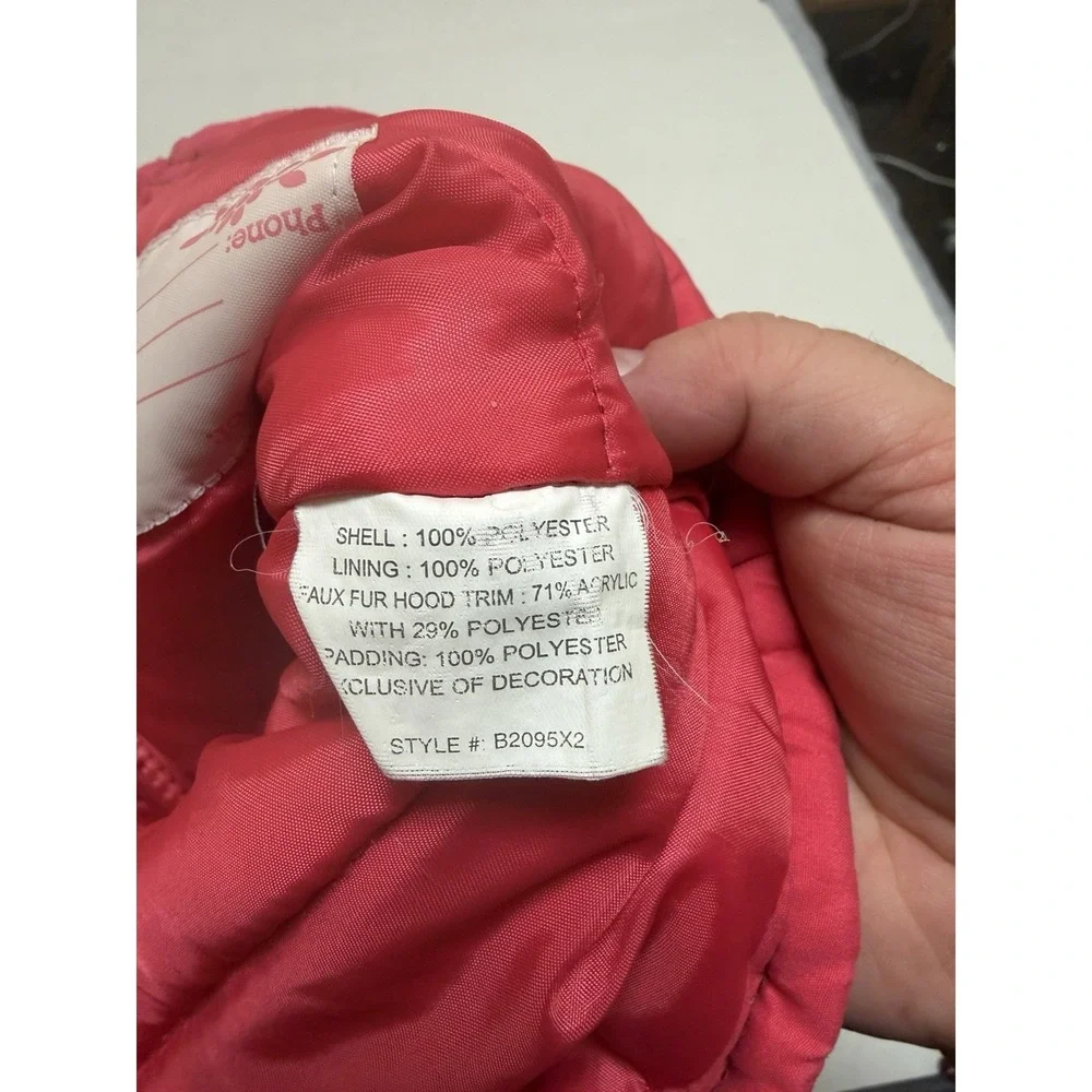 y2k OshKosh Bigosh pink zip up jacket with fur hood, kid's 18‎ months